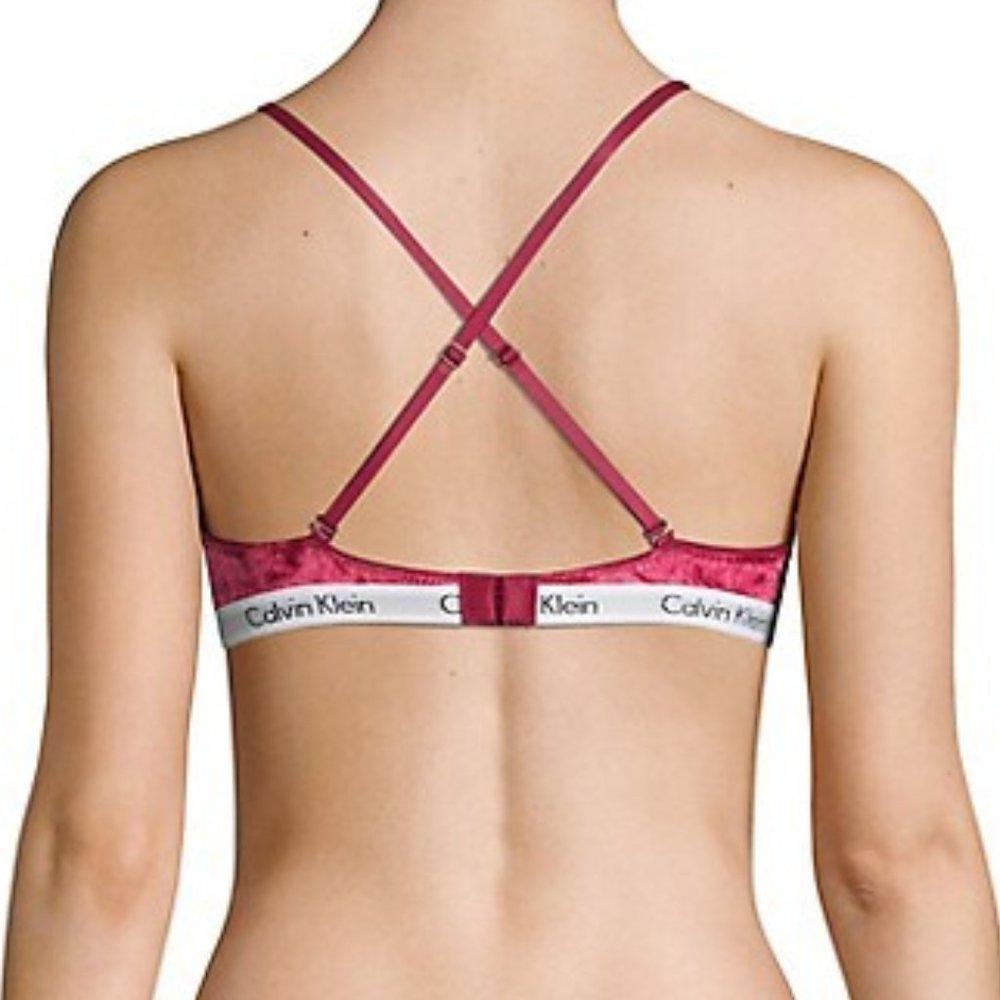 Calvin Klein Carousel Velour Triangle Bralette Red - Picture 6 of 6